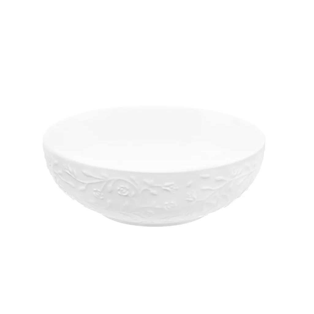 Салатник Elan Gallery Веточки-цветочки, 20.5х20.5х7.5 см, 1 л, фарфор, белый, 630071