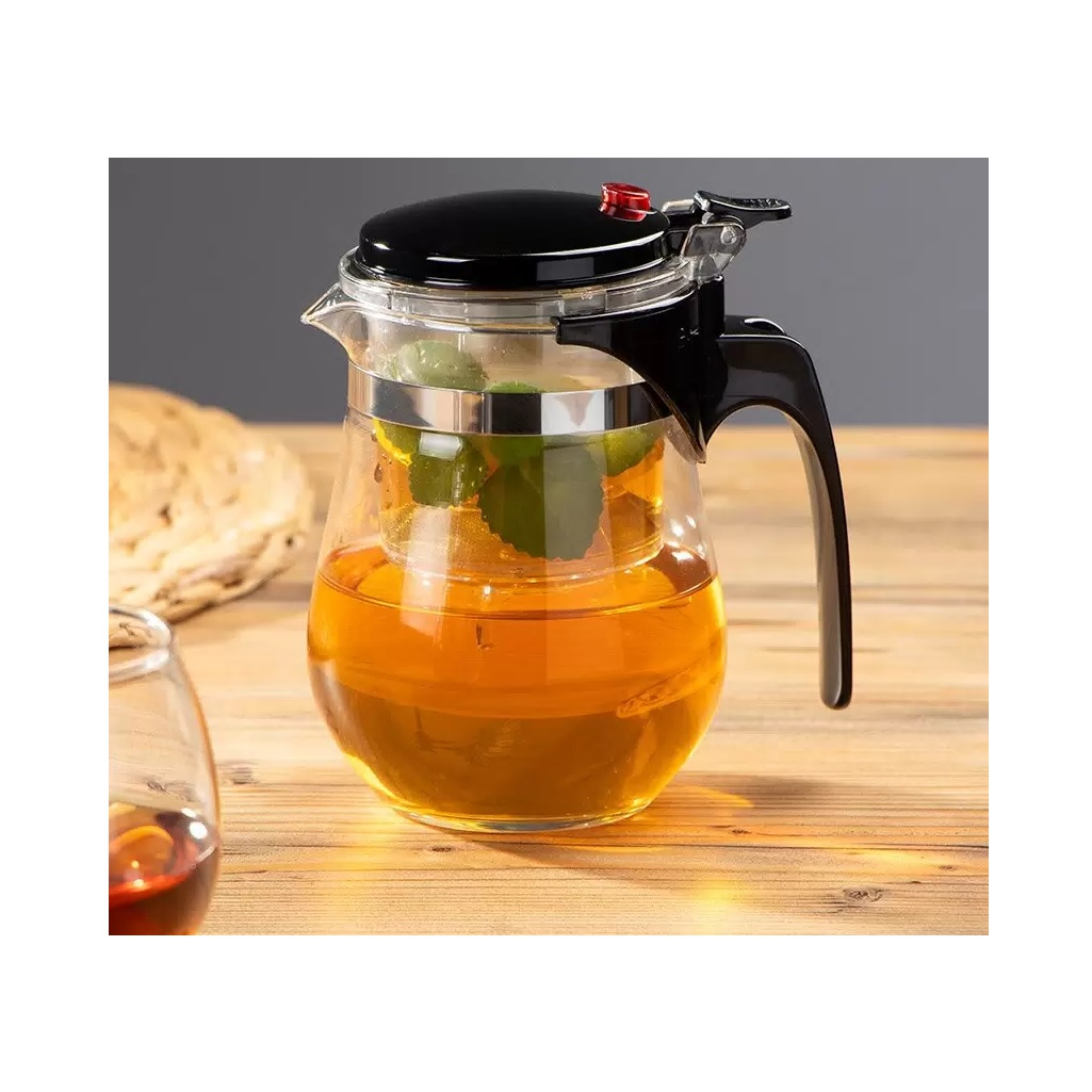 Чайник заварочный Mallony Gung Fu, стеклянный, 500 мл, с кнопкой