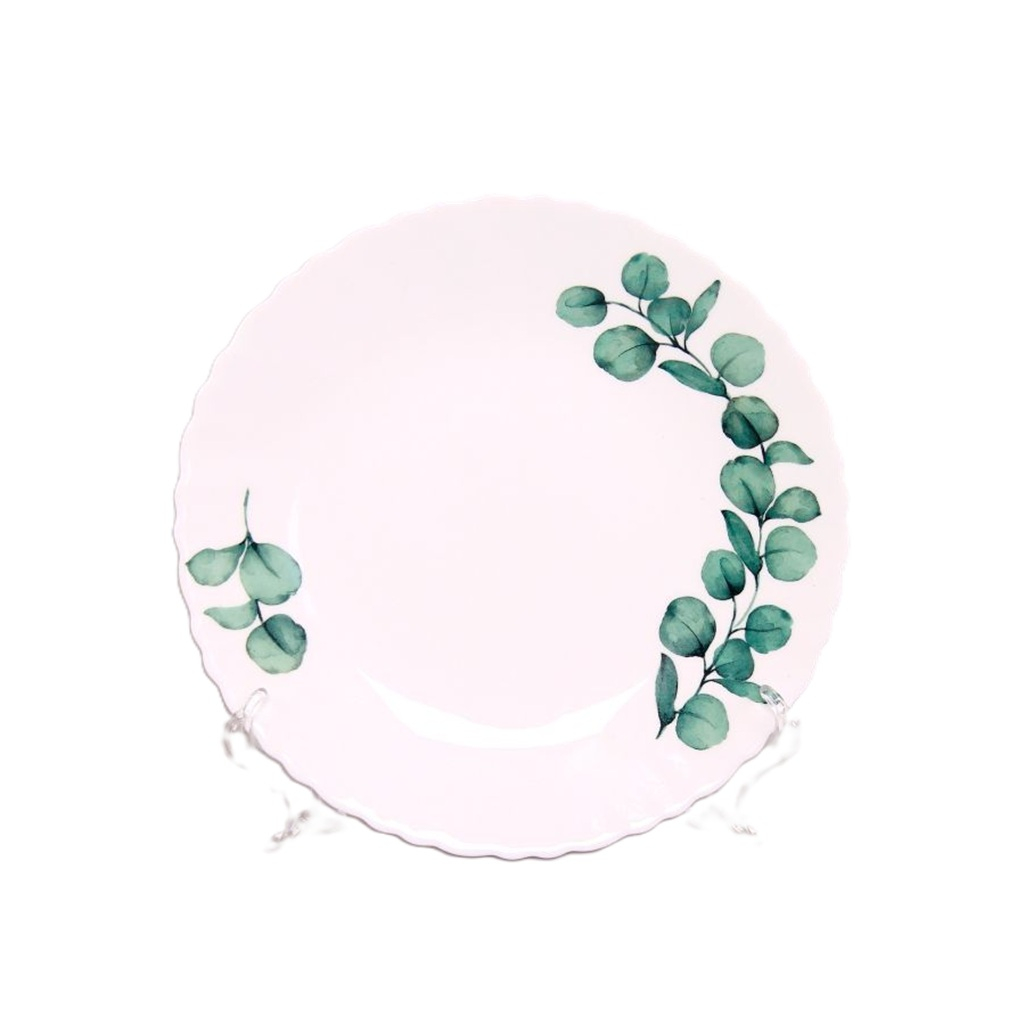 Тарелка десертная Сова Ветка эвкалипта, стеклокерамика, белая, 19 см