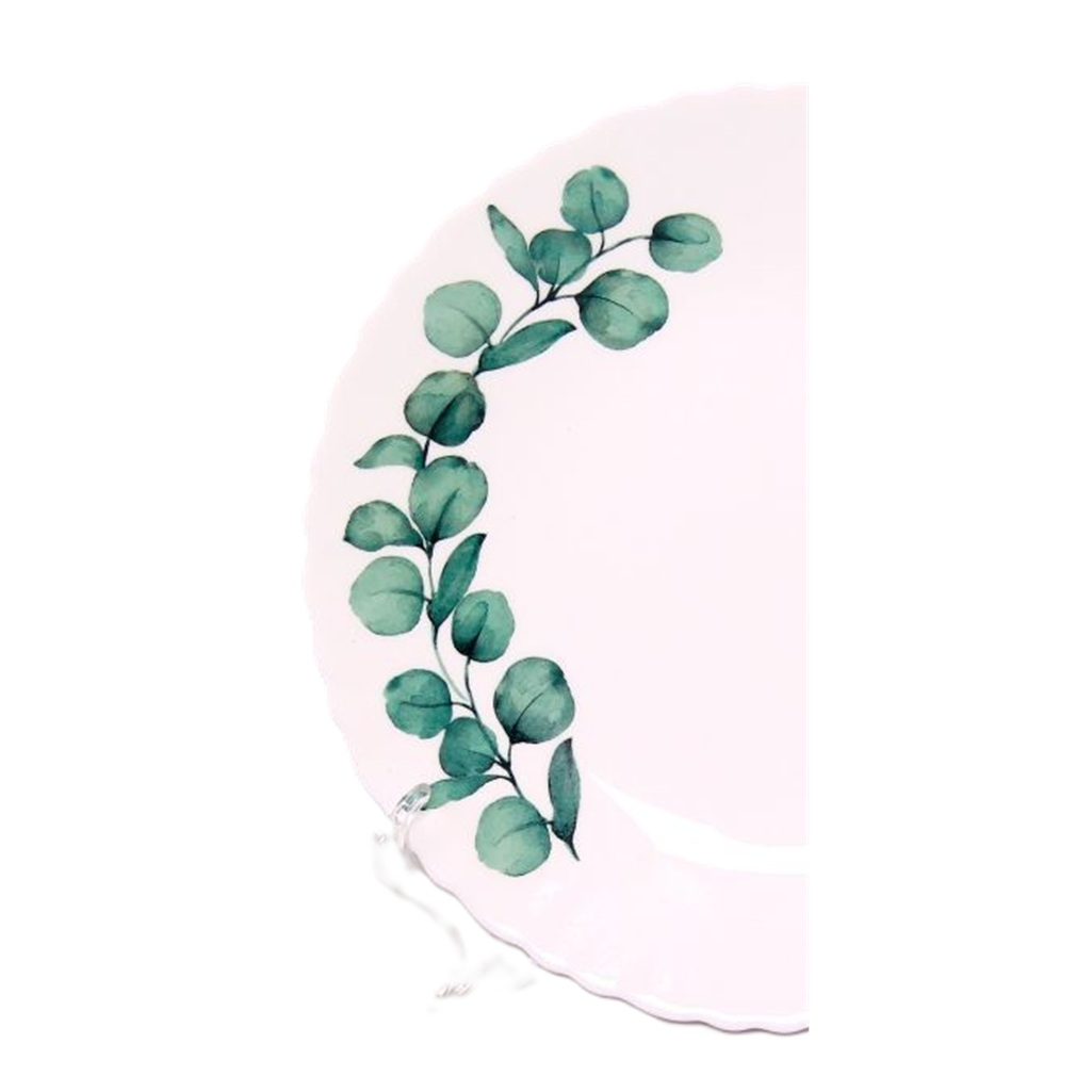 Тарелка десертная Сова Ветка эвкалипта, стеклокерамика, белая, 19 см