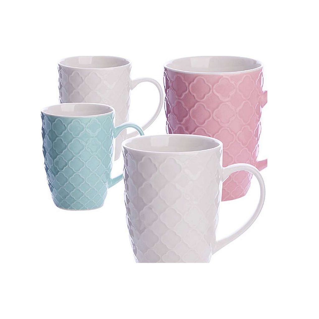 Кружка Loraine с рельефом скругленный ромб, костяной фарфор, 330 мл, в цветовом ассортименте, 31352 