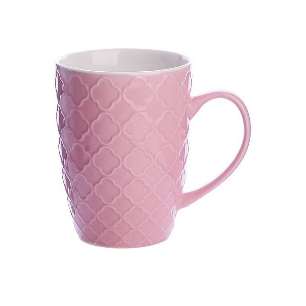 Кружка Loraine с рельефом скругленный ромб, костяной фарфор, 330 мл, в цветовом ассортименте, 31352 