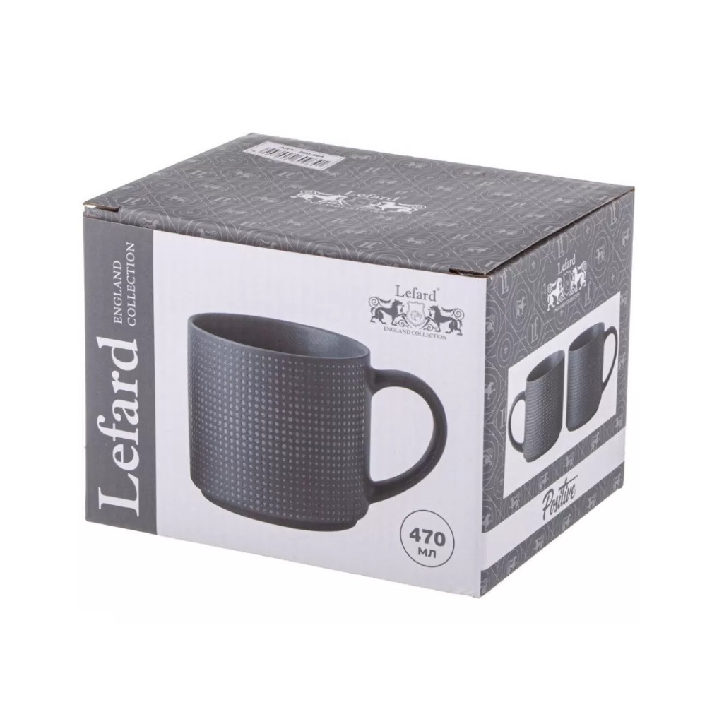 Кружка Lefard Break Time, серая, в горошек, фарфор, 470 мл, 260-964 