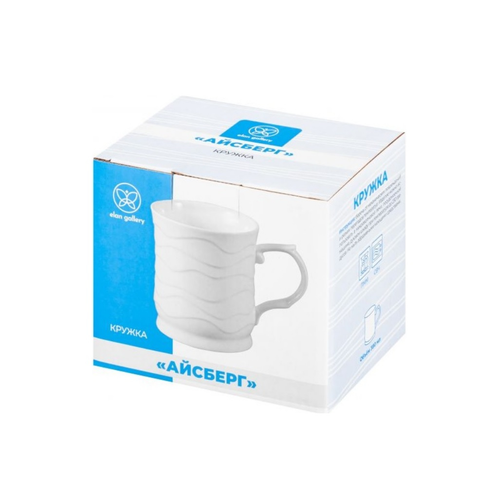 Кружка Elan Gallery Айсберг волны, фарфор, 380 мл, 125х85х100 мм, 540874