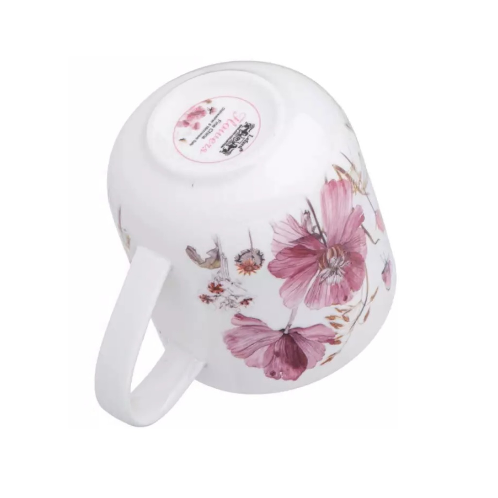 Кружка Lefard Flowers 400 мл, фарфор, белый с розовым, 577-201