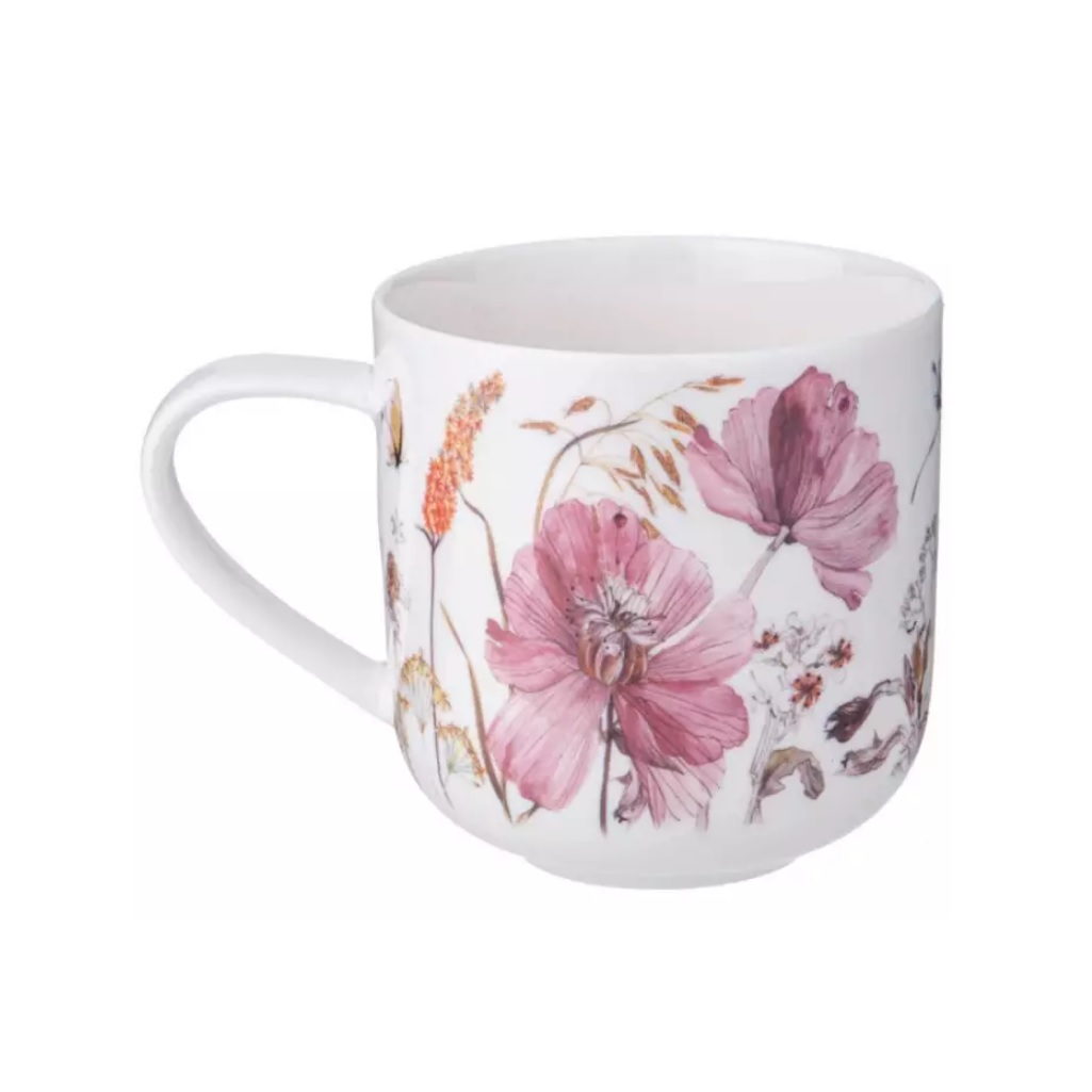 Кружка Lefard Flowers 400 мл, фарфор, белый с розовым, 577-201