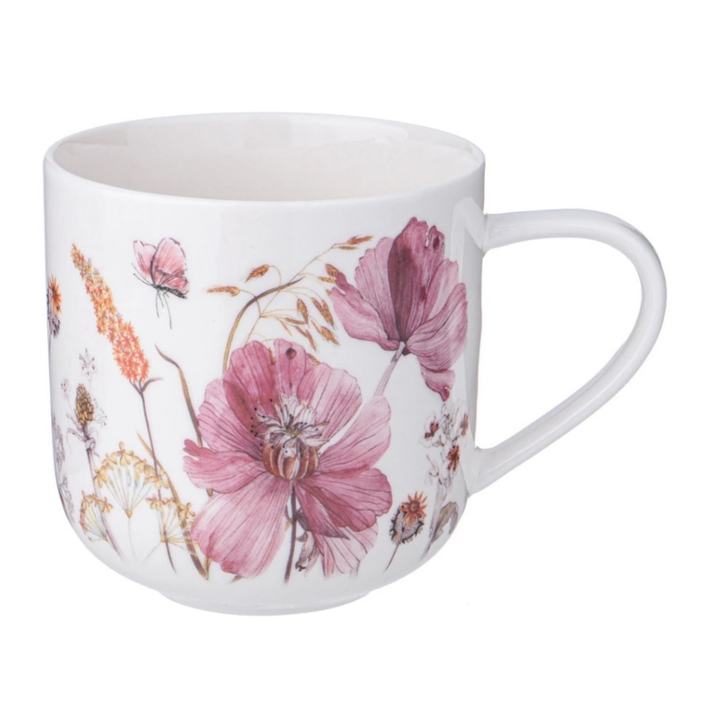 Кружка Lefard Flowers 400 мл, фарфор, белый с розовым, 577-201