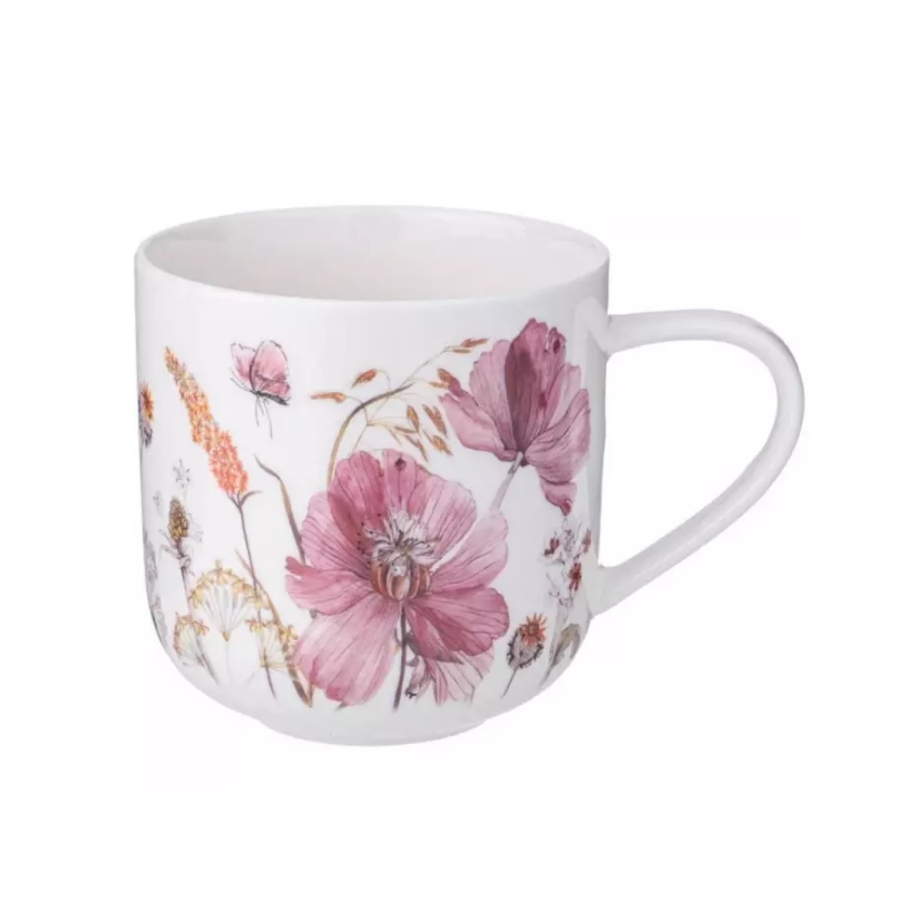 Кружка Lefard Flowers 400 мл, фарфор, белый с розовым, 577-201