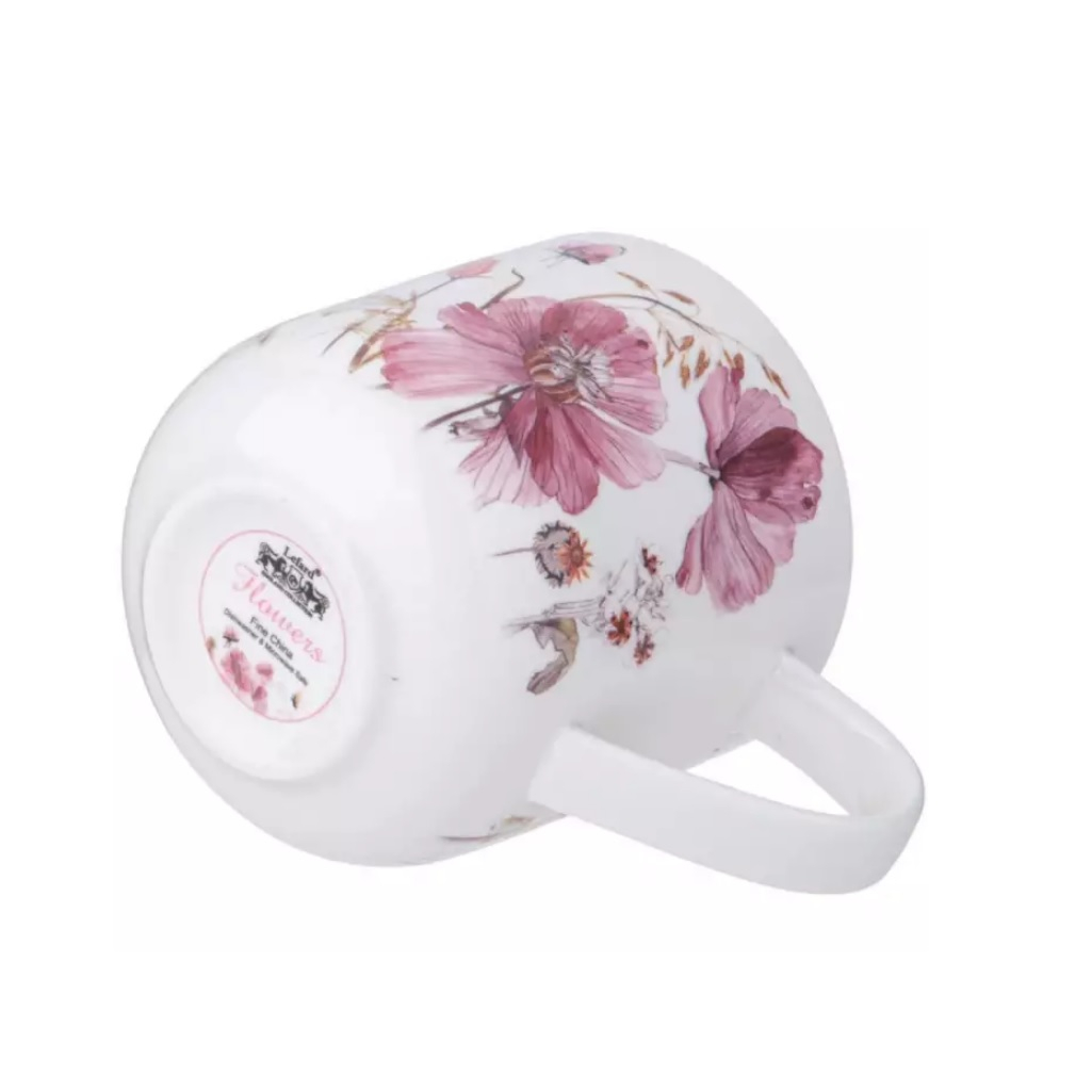 Кружка Lefard Flowers 400 мл, фарфор, белый с розовым, 577-201