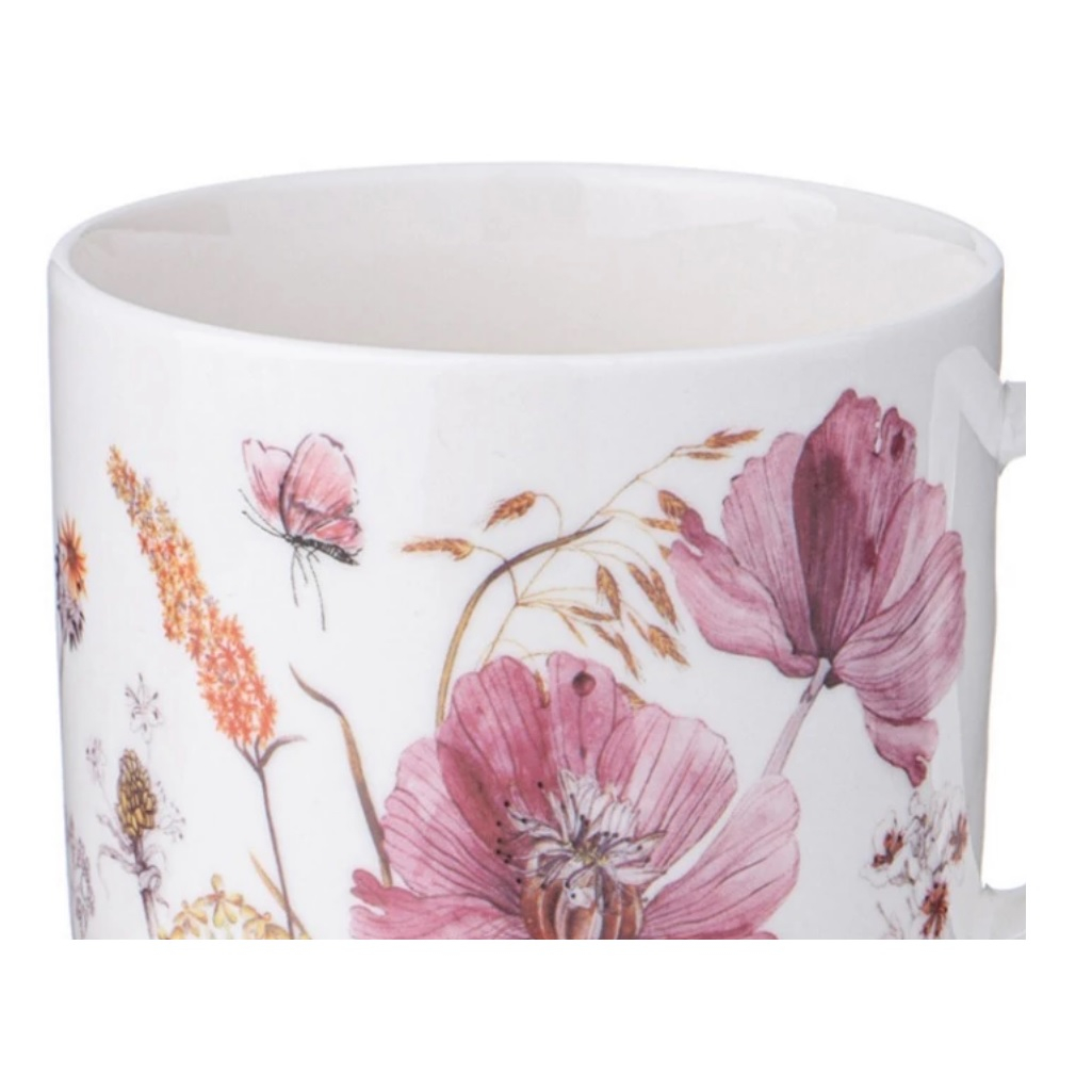 Кружка Lefard Flowers 400 мл, фарфор, белый с розовым, 577-201