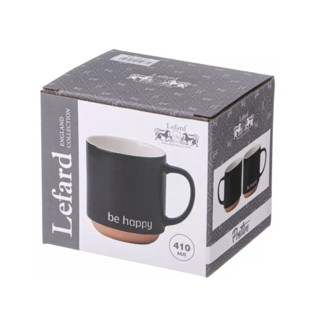 Кружка Lefard Be Happy, Positive, фарфор, черная, 410 мл, 260-977 