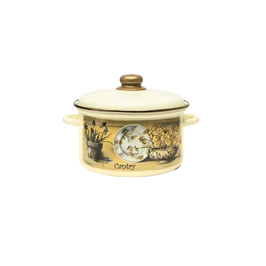 Кастрюля эмалированная СтальЭмаль Кантри-Д 21-1610/6, 2 л, нержавеющая сталь, бежевая