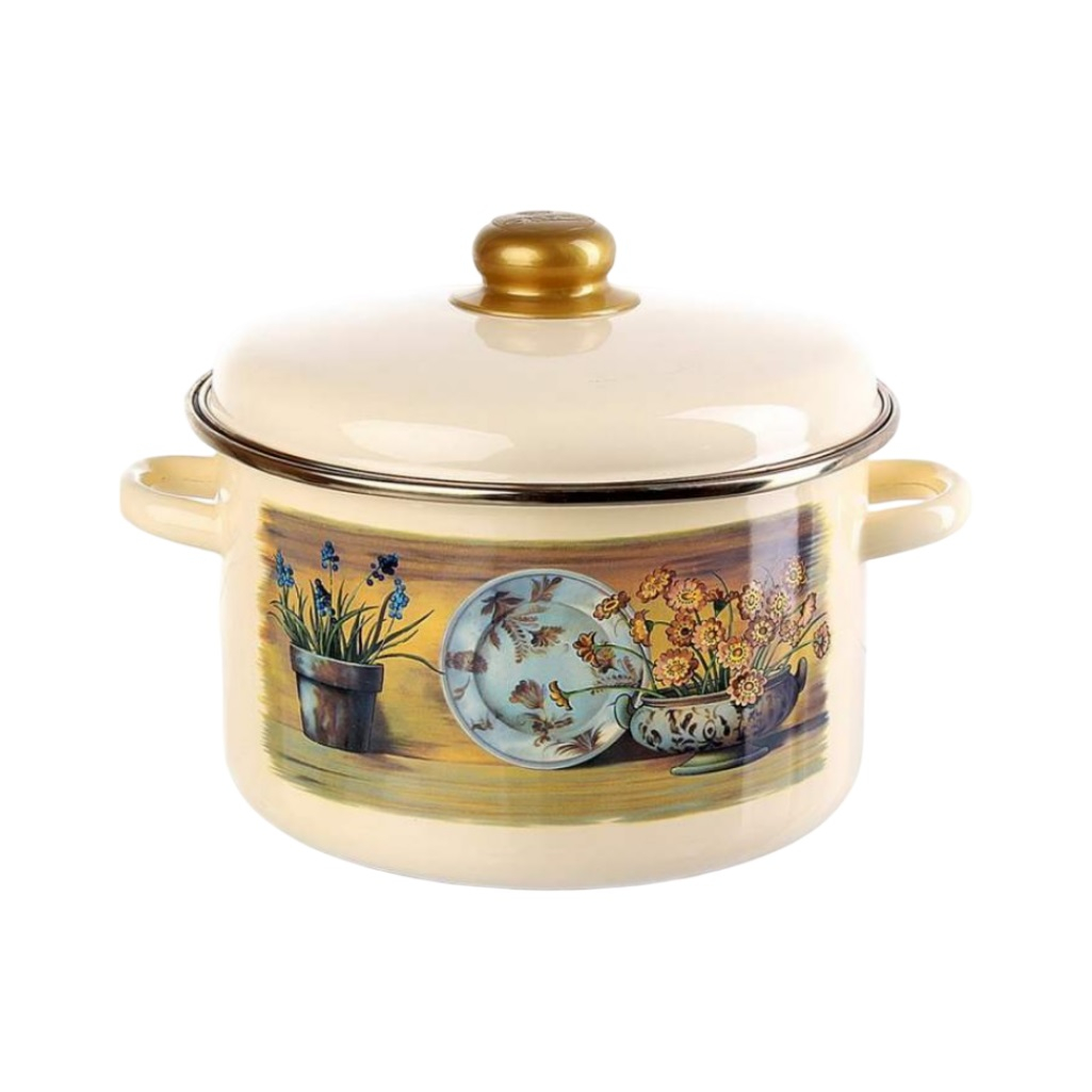 Кастрюля эмалированная СтальЭмаль Кантри-Д 21-1610/6, 2 л, нержавеющая сталь, бежевая