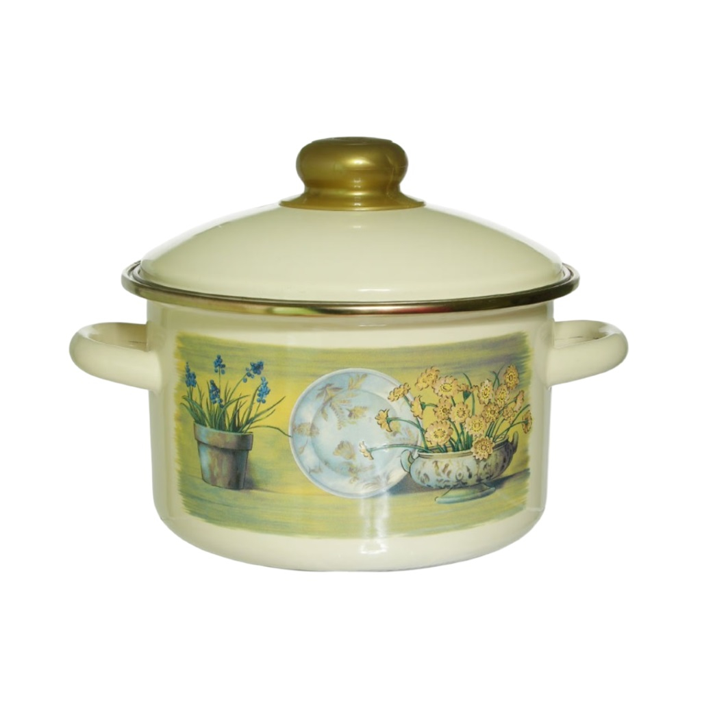 Кастрюля эмалированная СтальЭмаль Кантри-Д 21-1612/6, 3 л, нержавеющая сталь, бежевая