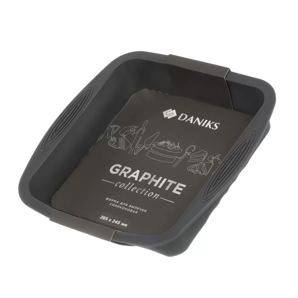 Форма для выпечки Daniks Графит, квадратная, силикон, серая, 50х245х265 мм