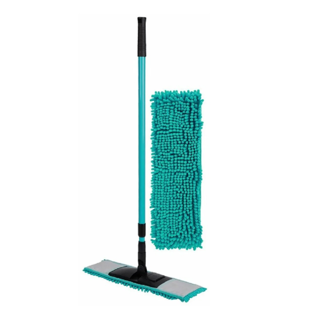 Швабра Spin&Clean Disco Моп, с насадкой Chenille, телескопическая ручка, аквамарин 13х43х120 см