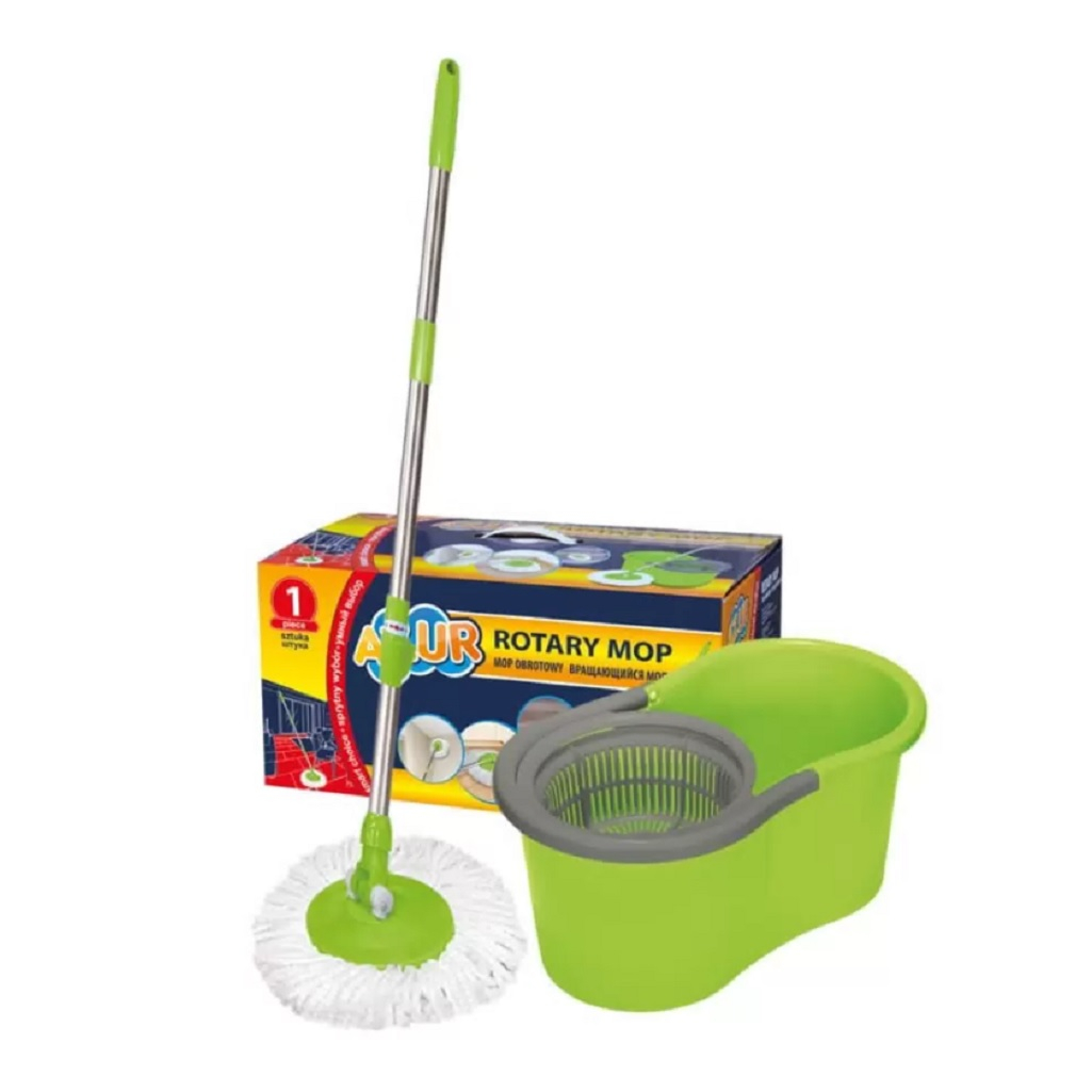 Набор для уборки York Azur, круглая швабра с вращающимся отжимом, микрофибра