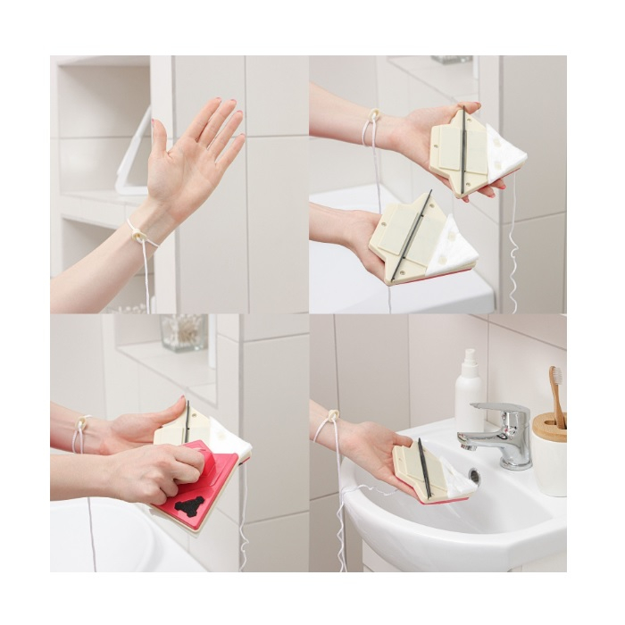 Магнитная щётка для мытья окон с двух сторон Доляна, треугольная, с водосгоном, на стекло 8-15 мм