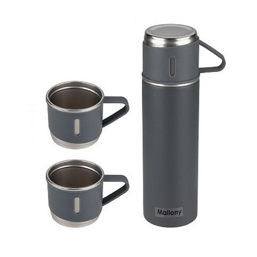 Термос Mallony Festa, 0.5 л, 3 термокружки, цвет серый