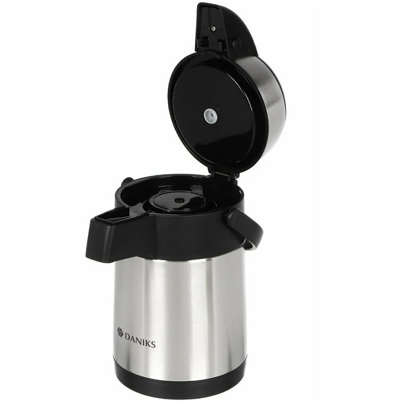 Термос Daniks SS25HE нержавеющая сталь с помпой 2,5 л