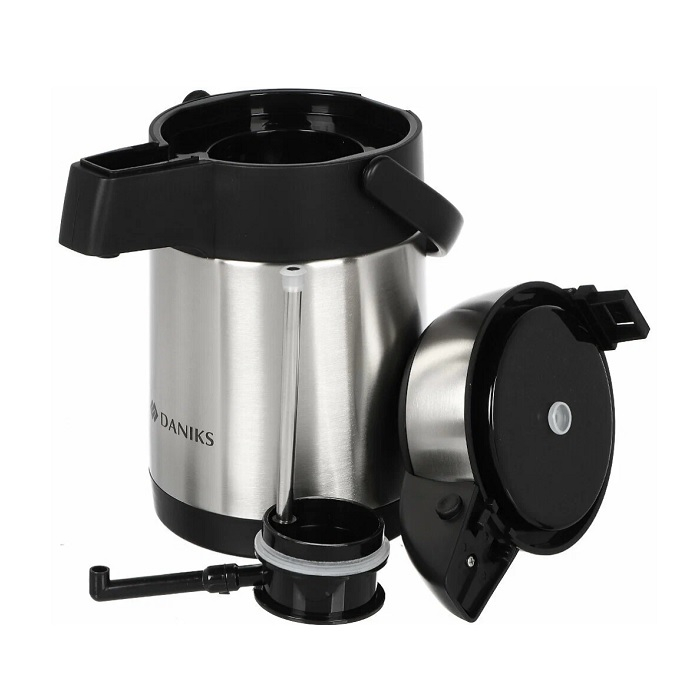 Термос Daniks SS25HE нержавеющая сталь с помпой 2,5 л