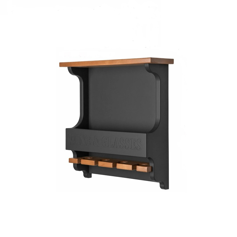 Винная полка WINE & GLASSES 140х500х510мм шпон береза черная
