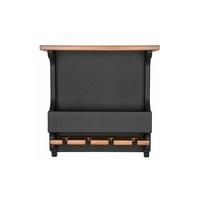 Винная полка WINE & GLASSES 140х500х510мм шпон береза черная