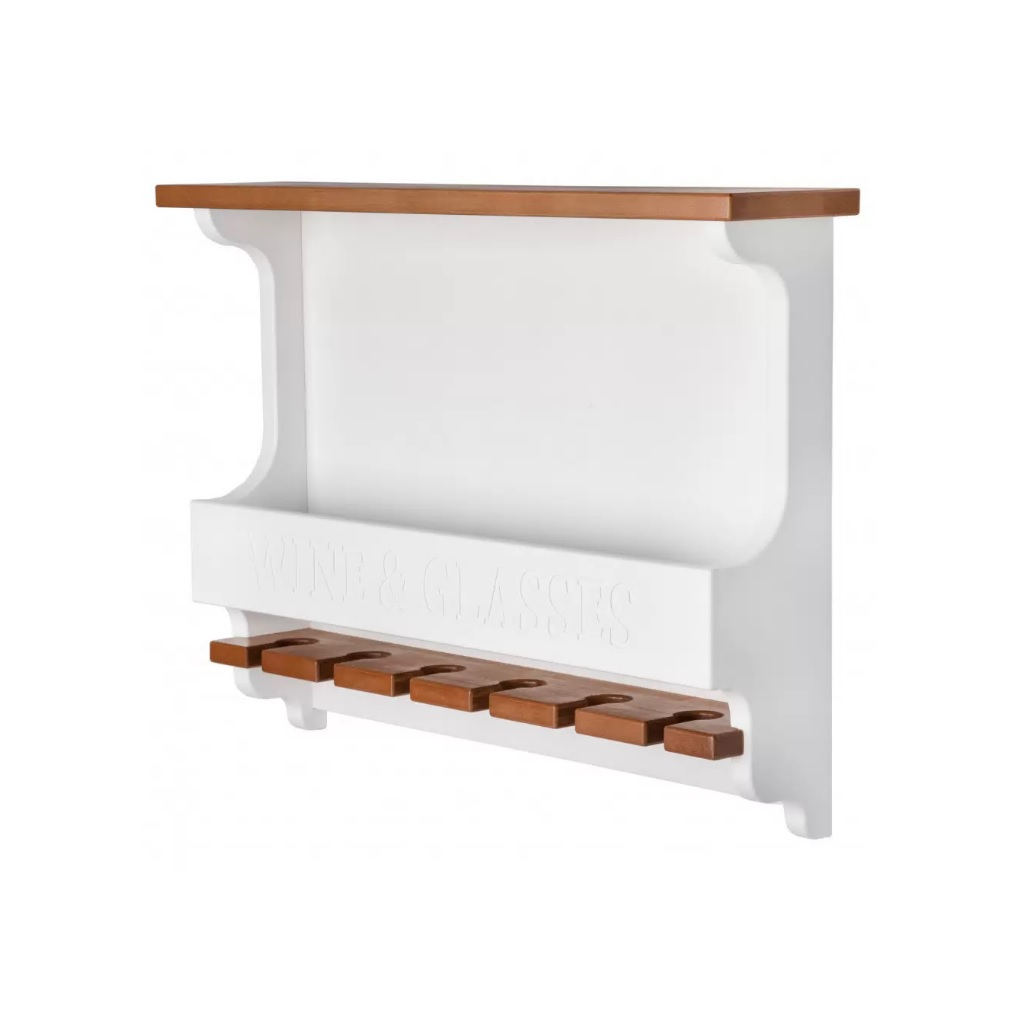 Винная полка Wine & Glasses, 500х710х140 мм, береза, фанера, белая
