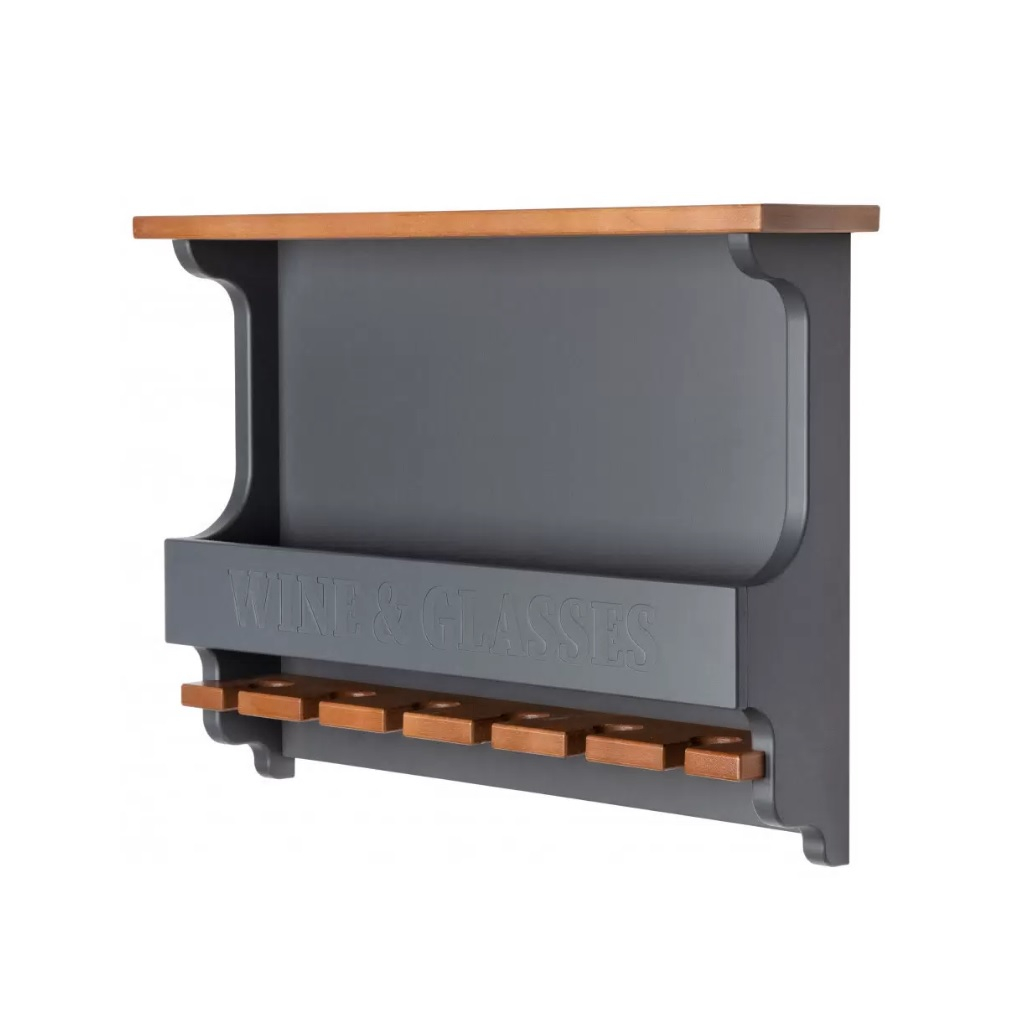 Винная полка Wine & Glasses, 500х710х140 мм, береза, фанера, графит