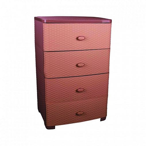 Комод широкий Альтернатива Плетенка 4-х секционный какао