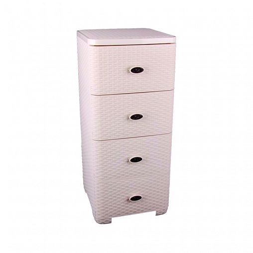 Комод Плетенка 4-х секционный слоновая кость Альтернатива