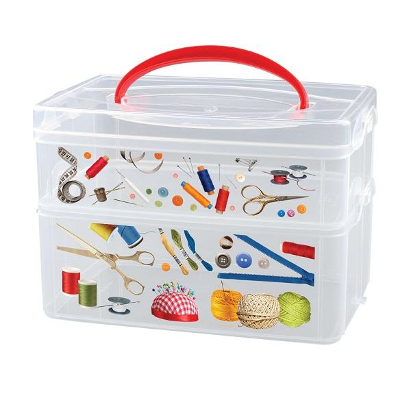 Коробка универсальная с ручкой 2 секции 245х160х165 мм