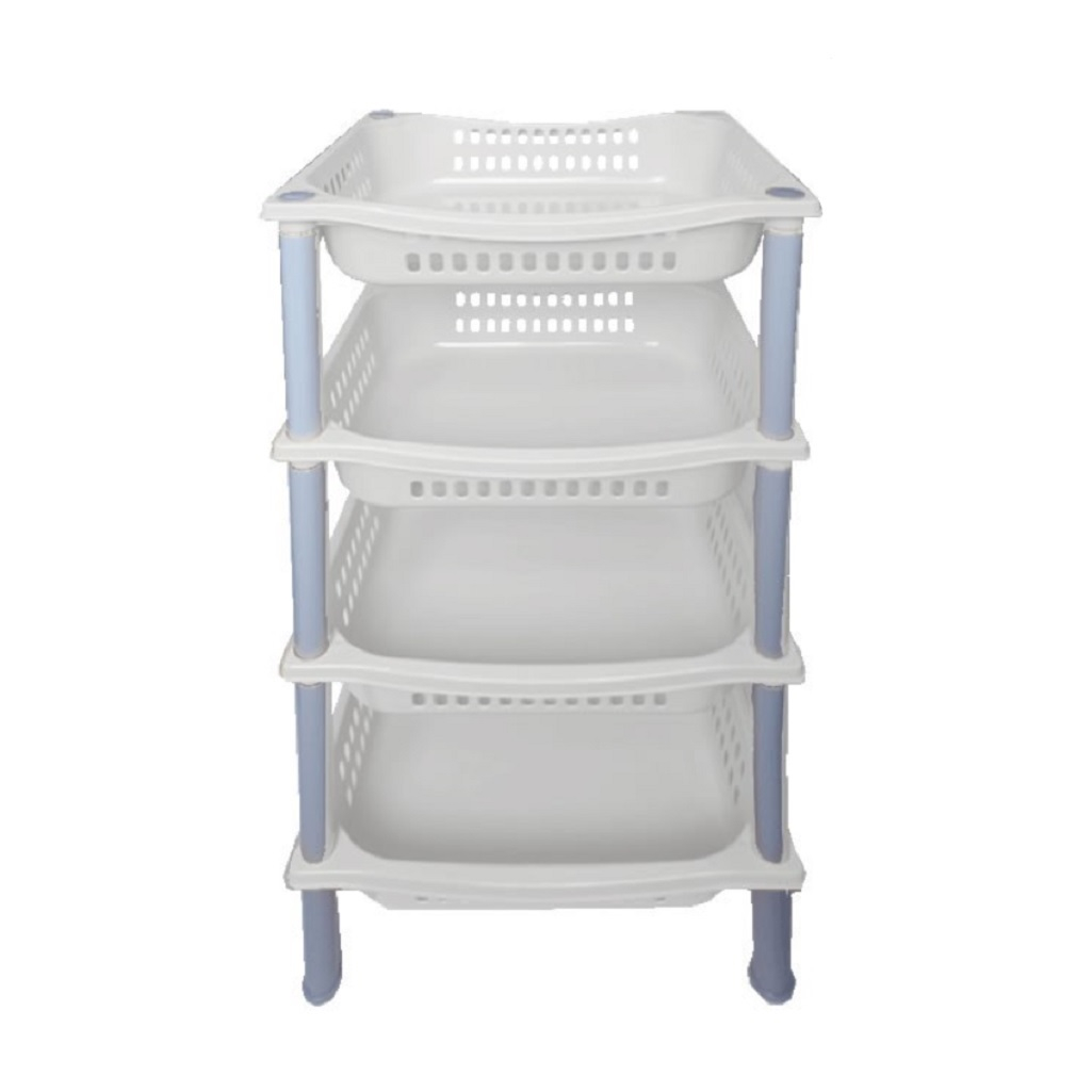 Этажерка 4 полки 85х36х30 см пластик белый мрамор MPG7341 Мультипласт