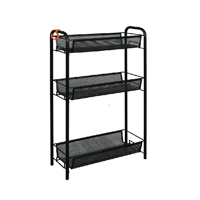 Этажерка ЗМИ Ладья 1К, 3 корзины, на колесах, черная