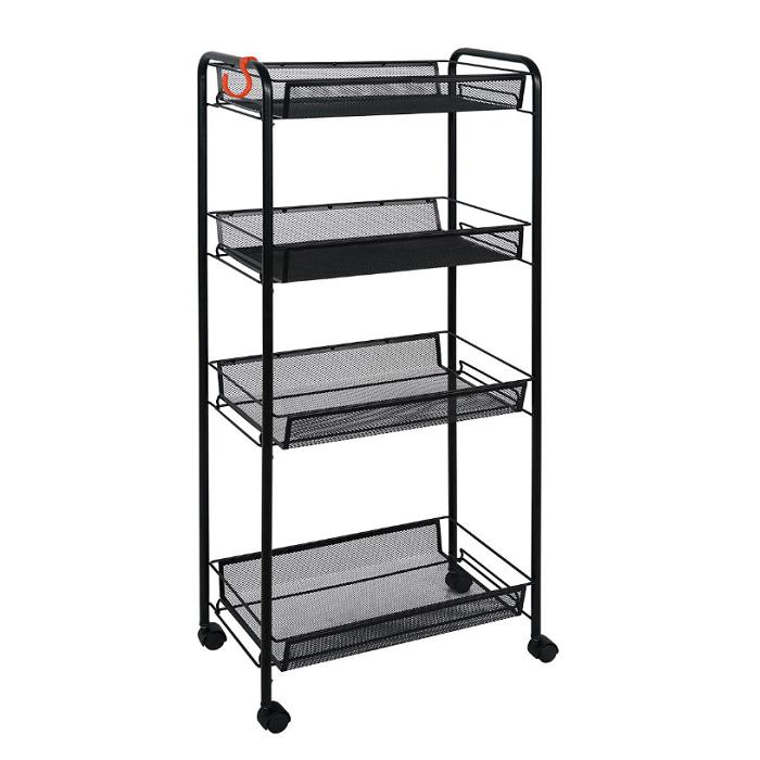 Этажерка на колесах ЗМИ Ладья 24К 4 корзины 44x25x100 см черная