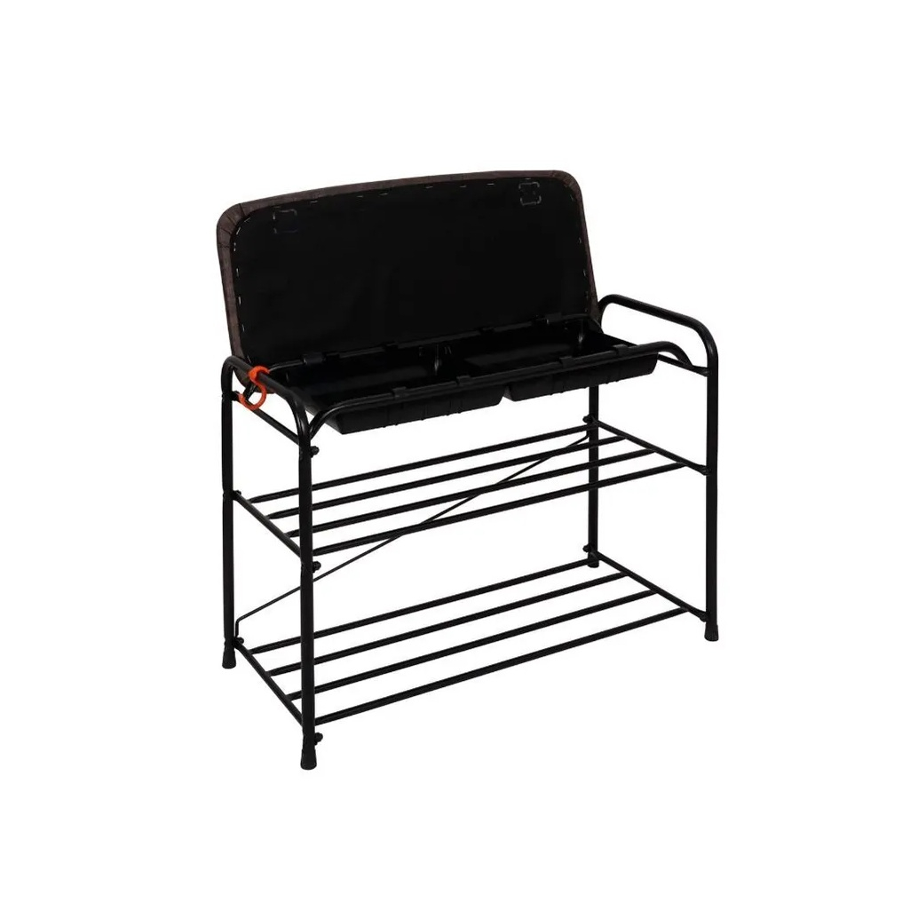 Подставка для обуви ЗМИ Альфа 23 с мягким сиденьем, 2 полки, чёрная, 30х48х65 см