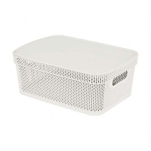 Корзина Keeplex Ajur, с крышкой, 380x270x143 мм, белое облако