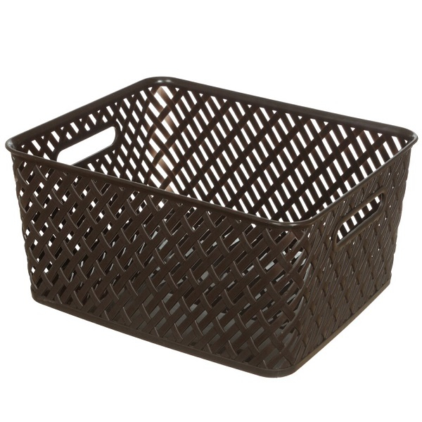 Корзина для хранения Альтернатива Плетенка, с крышкой, 350x290x225 мм, коричневая