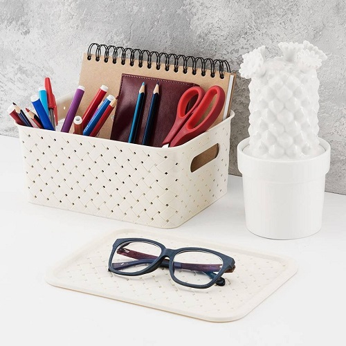 Корзинка Violet Береста для хранения с крышкой 3 л, 235х173х105 мм, слоновая кость 521126