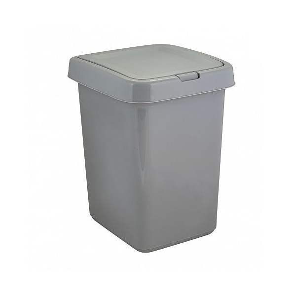 Контейнер для мусора Spin&Clean Step с крышкой Push to open, серый, 25 л