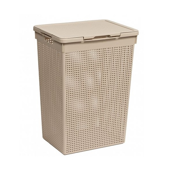 Корзина для белья Violet Лофт с крышкой, латте, 60 л