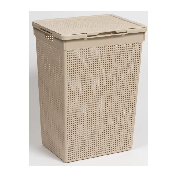 Корзина для белья Violet Лофт с крышкой, латте, 60 л