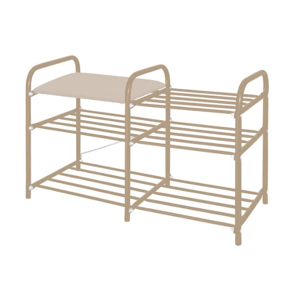 Этажерка для обуви Nika Люкс 3-1, 3 полки, слоновая кость/бежевый металлик, 79x50х33 см