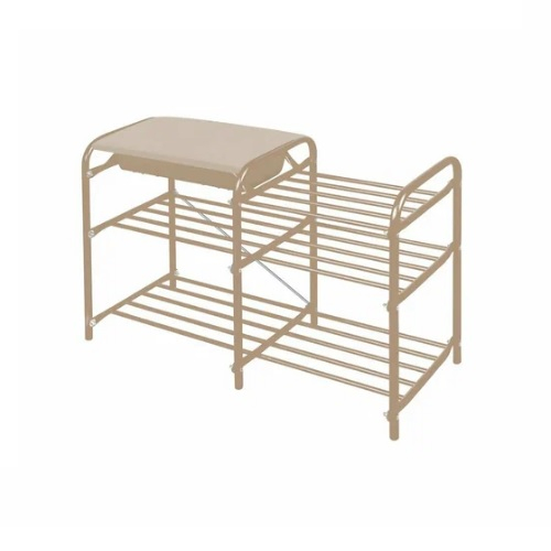 Этажерка для обуви Nika Люкс-5, 3 полки, слоновая кость/бежевый металлик, 79x33x51 см