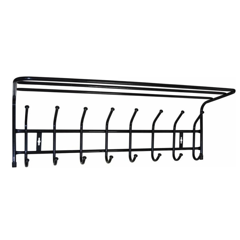 Вешалка настенная с полкой Nika 8 крючков черная 800х265х240 мм