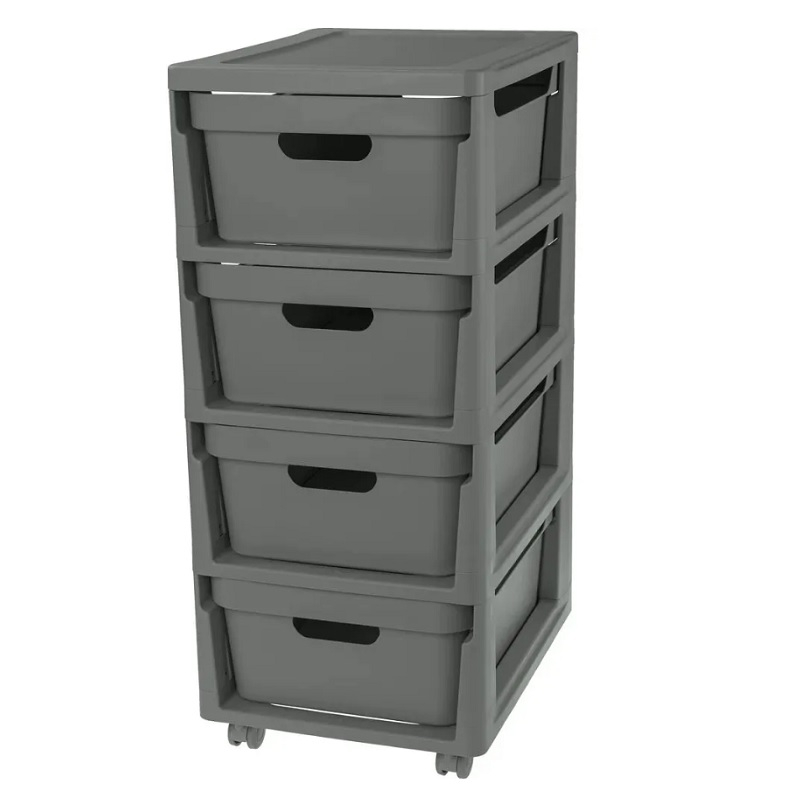 Комод Бытпласт Luxe 4 ящика на колесах, серый