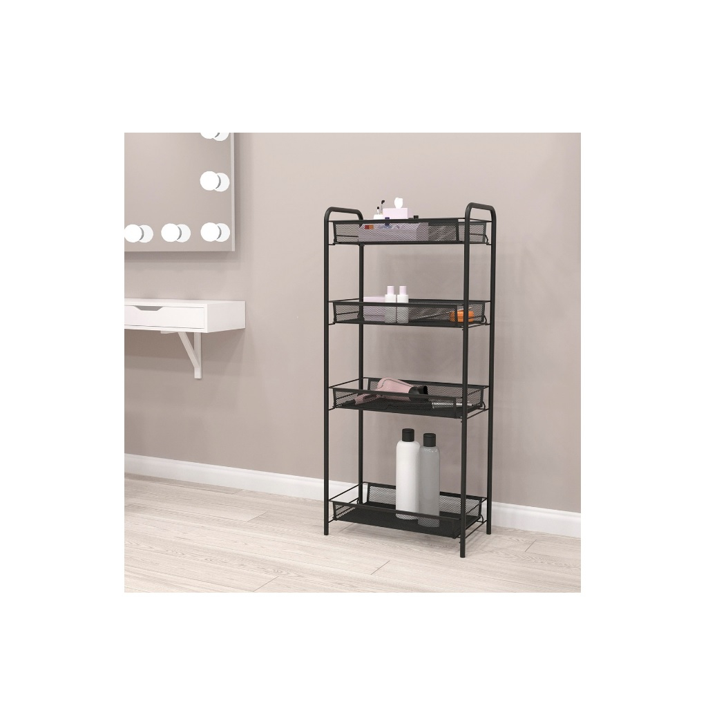 Этажерка ЗМИ Ладья 24, металлическая, 4 корзины, 44x25x96 см, черный