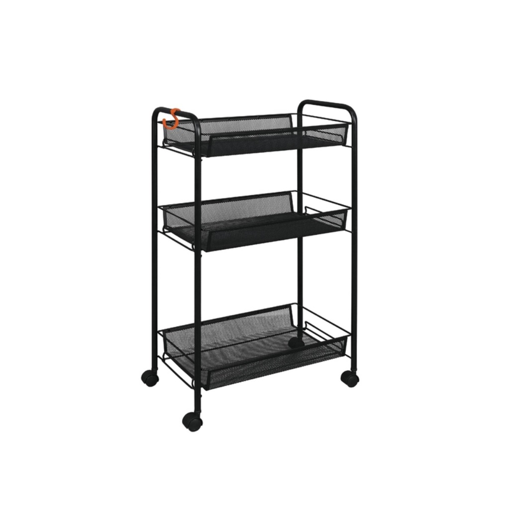 Этажерка ЗМИ Ладья 2К, металлическая, 3 корзины, на колесах, 44x25x75.5 см, черный