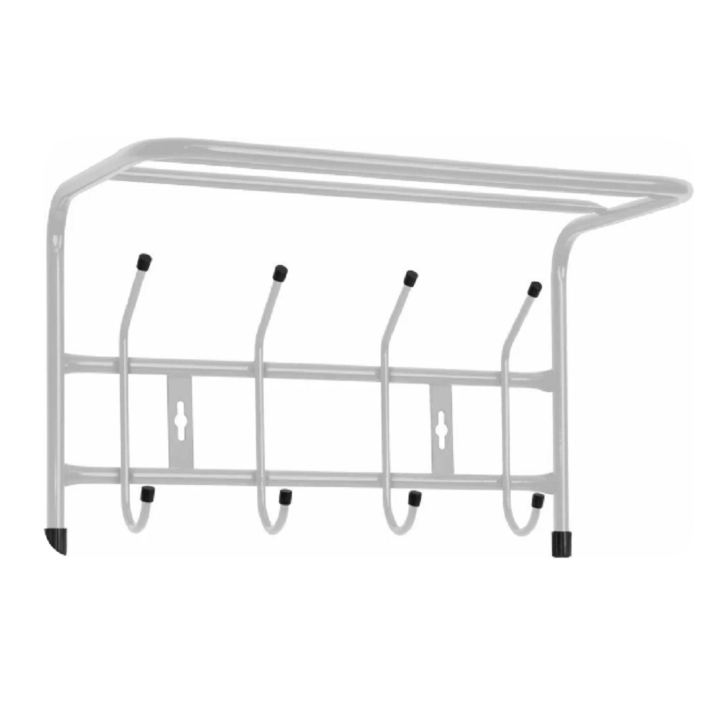 Вешалка настенная с полкой Nika ВП4/МС 4 крючка, матово-серая 24.5х26.5х40.5 см