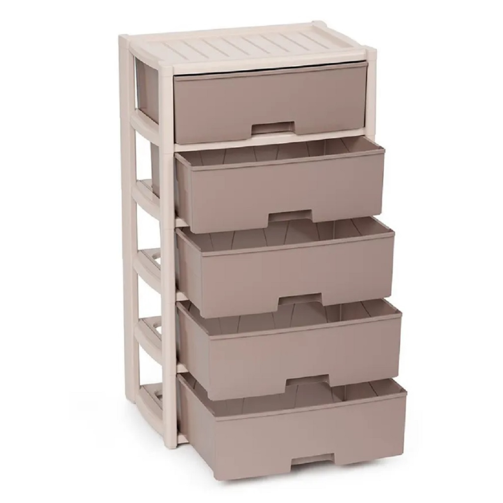 Комод Альтернатива Колорит пластиковый, 5-ти секционный, бежевый 39х56х100 см